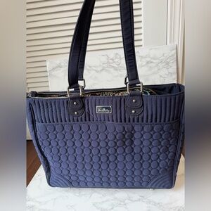 Vera Bradley Dark Blue Quilted Laptop Tote